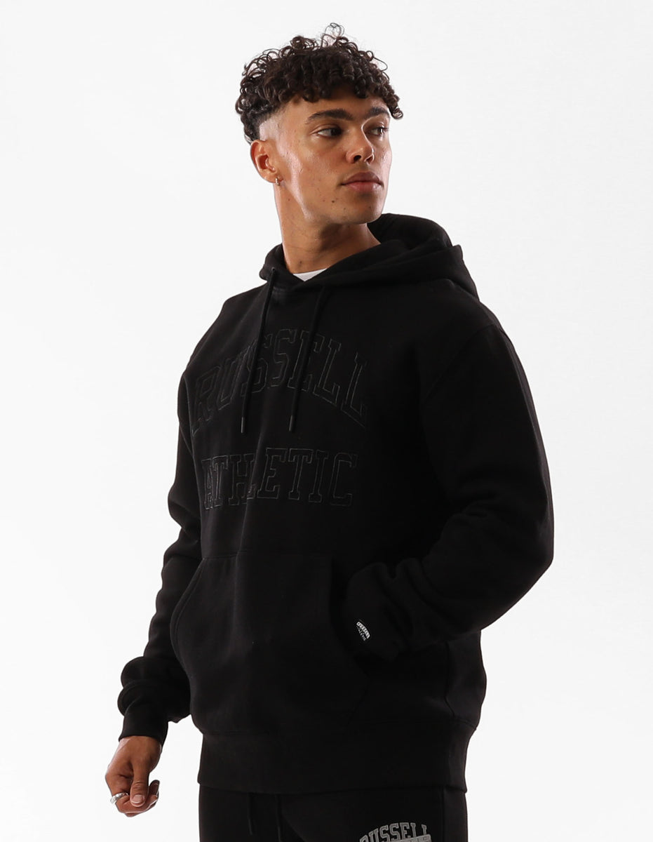 Black Russell Athletic Greenwich Men Hoodie | 28HOZQEJV