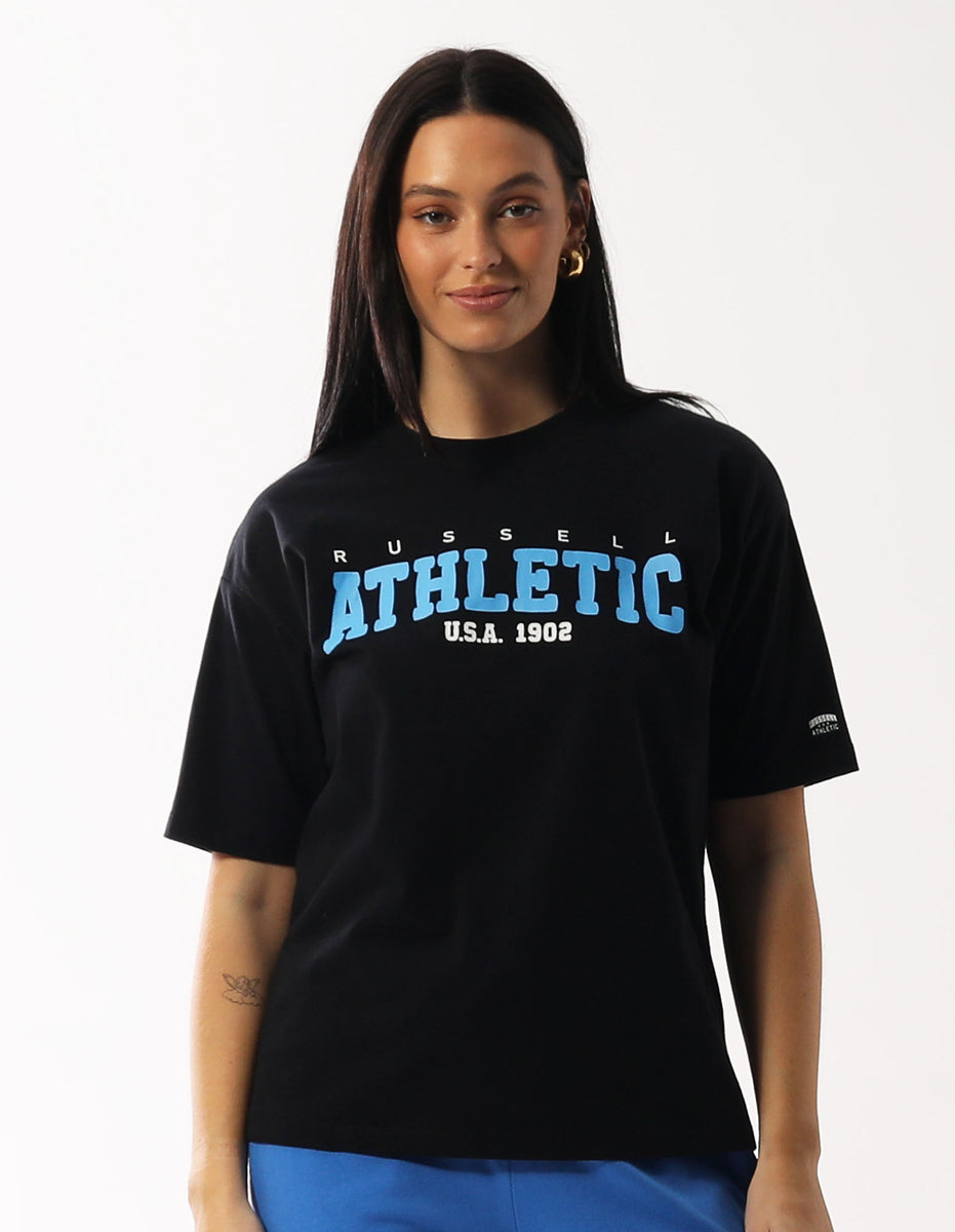 Black Russell Athletic Halston Oversize Women T Shirts | 82KCSZEHM