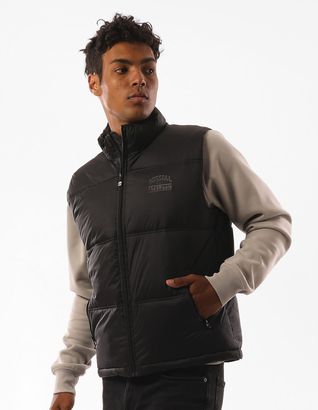 Black Russell Athletic Kennedy Vest Men Puffers | 67CNDVZRI