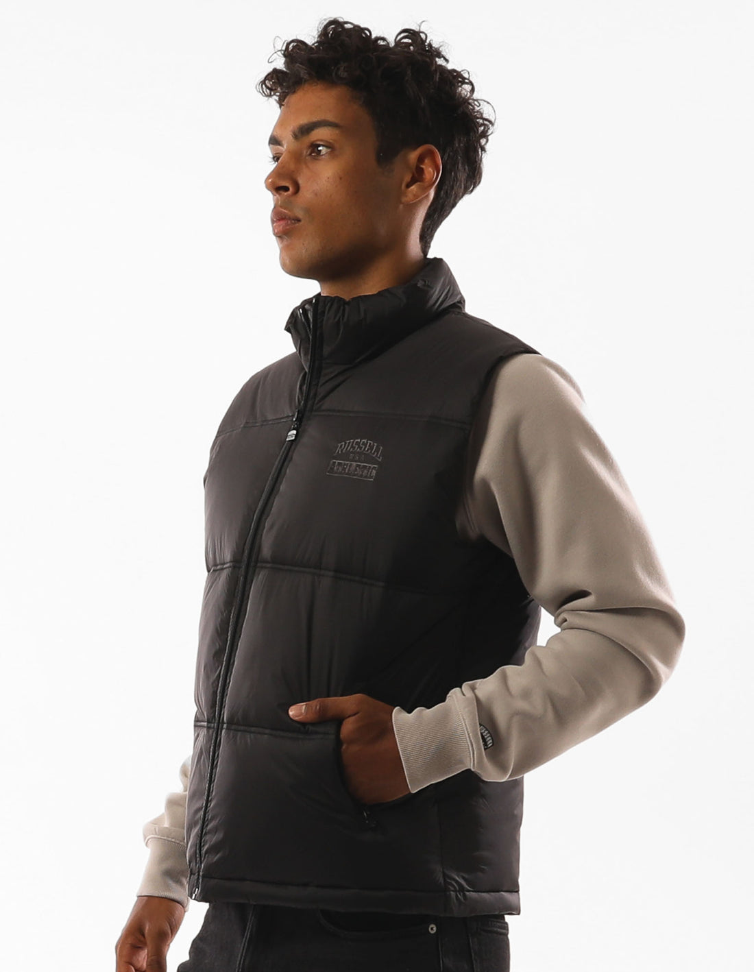 Black Russell Athletic Kennedy Vest Men Jackets | 10OAYUNBJ