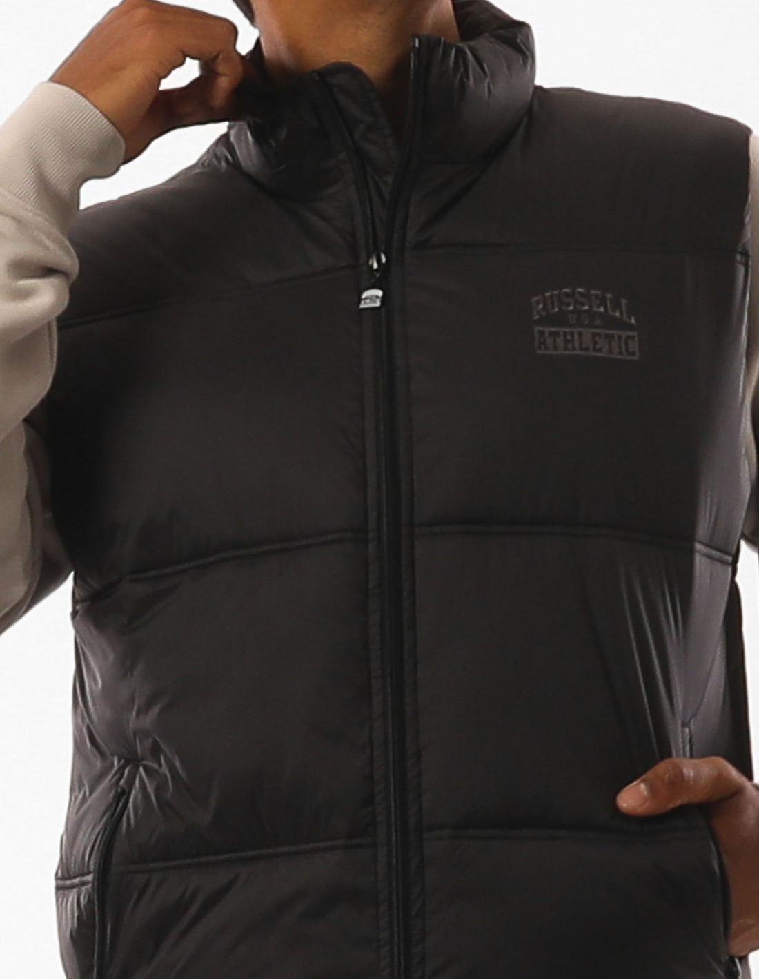 Black Russell Athletic Kennedy Vest Men Jackets | 10OAYUNBJ