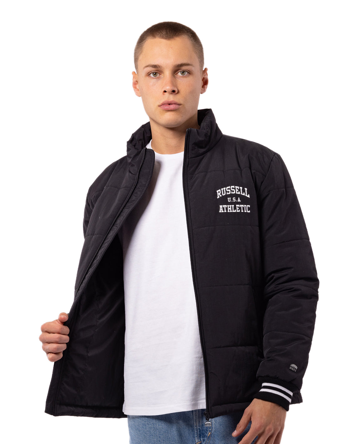 Black Russell Athletic Klute Men Puffers | 91XJBTWHR