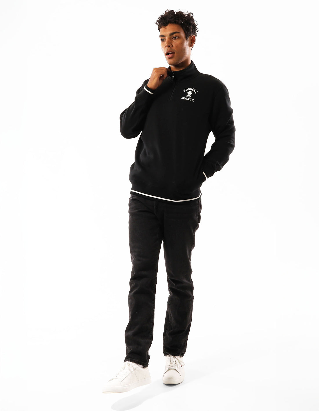 Black Russell Athletic Lexington 1/4 Zip Men Top | 05YEZHTDK