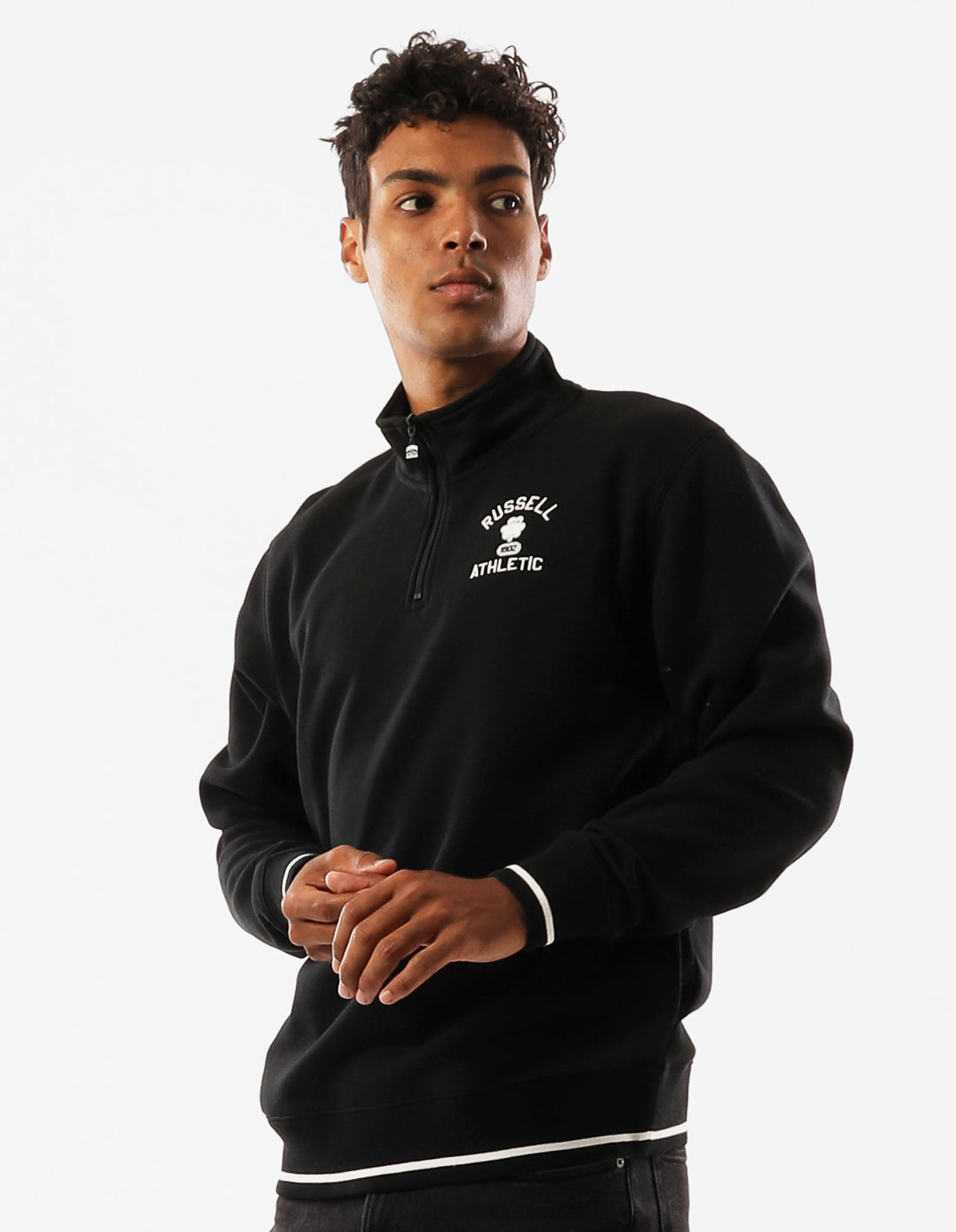 Black Russell Athletic Lexington 1/4 Zip Men Top | 05YEZHTDK