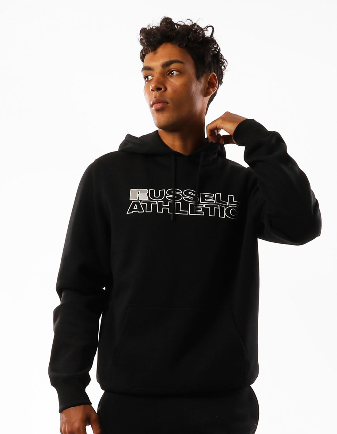 Black Russell Athletic Original Modern Logo Men Hoodie | 65HDKALXU