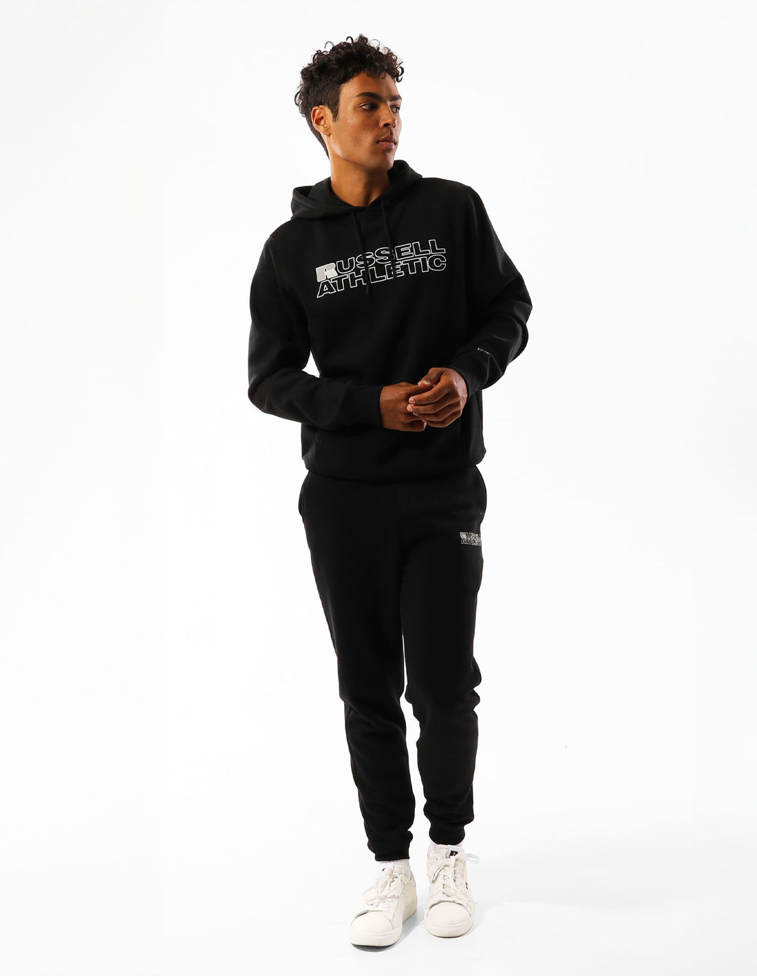 Black Russell Athletic Original Modern Logo Men Hoodie | 65HDKALXU