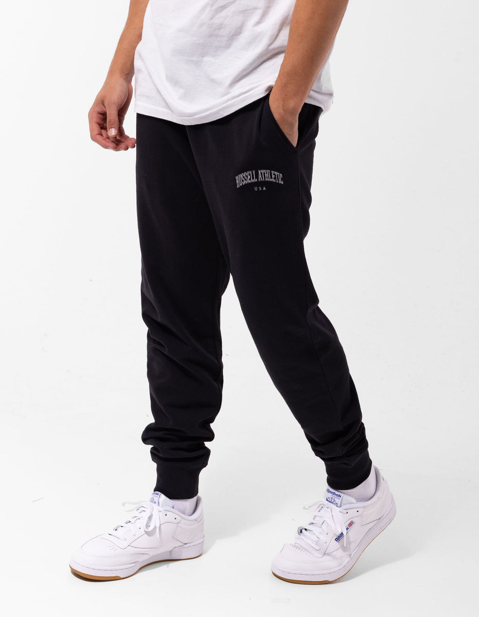 Black Russell Athletic Originals Big Arch Unbrushed Cuffed Men Track pants | 46BXNCKYT