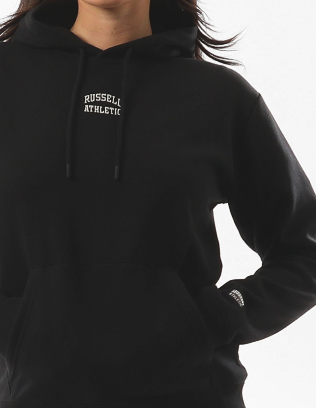 Black Russell Athletic Originals Embriodered Women Hoodie | 10CIBLTAU