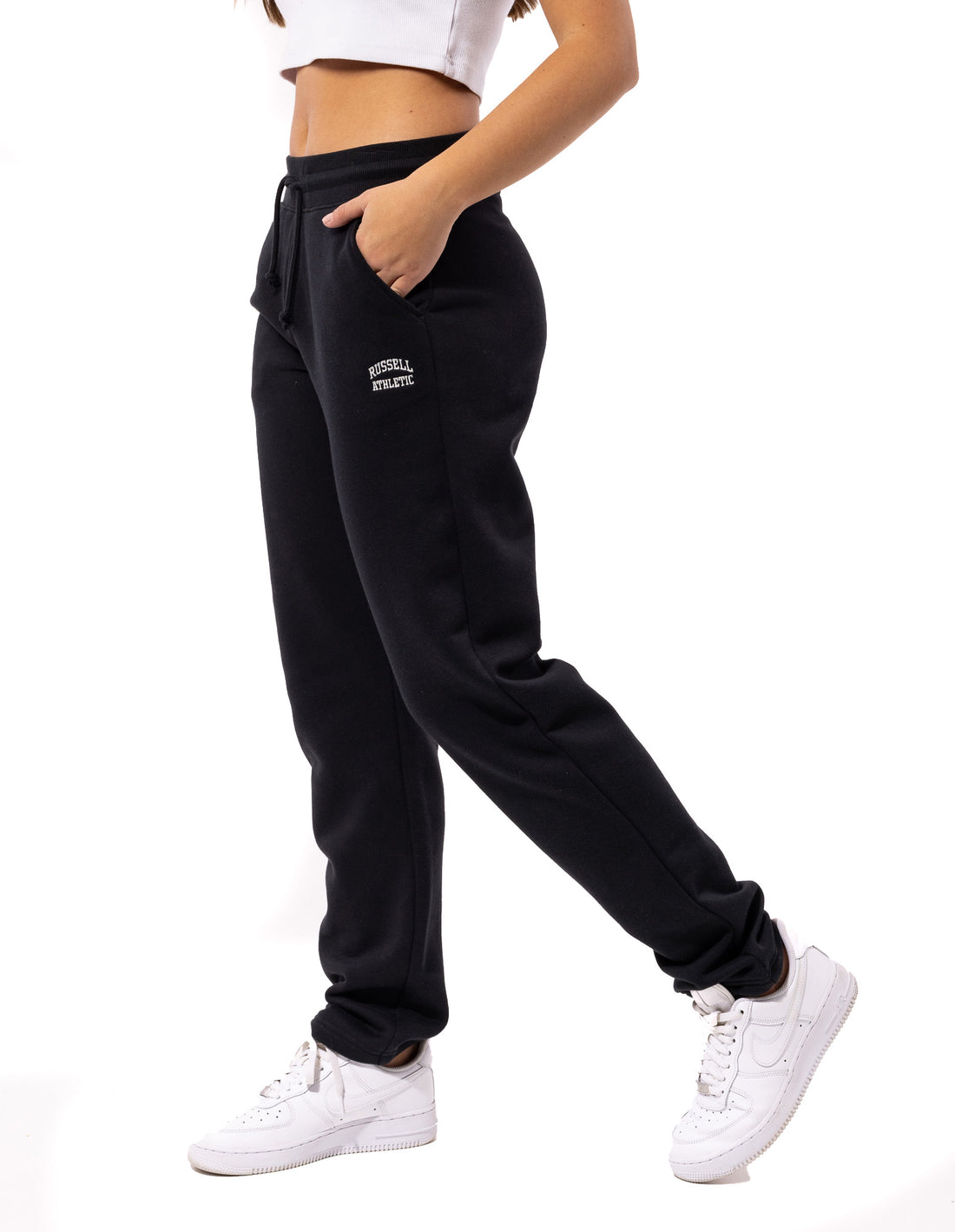 Black Russell Athletic Originals Small Arch Open Leg Women Track pants | 06MIEPFQO