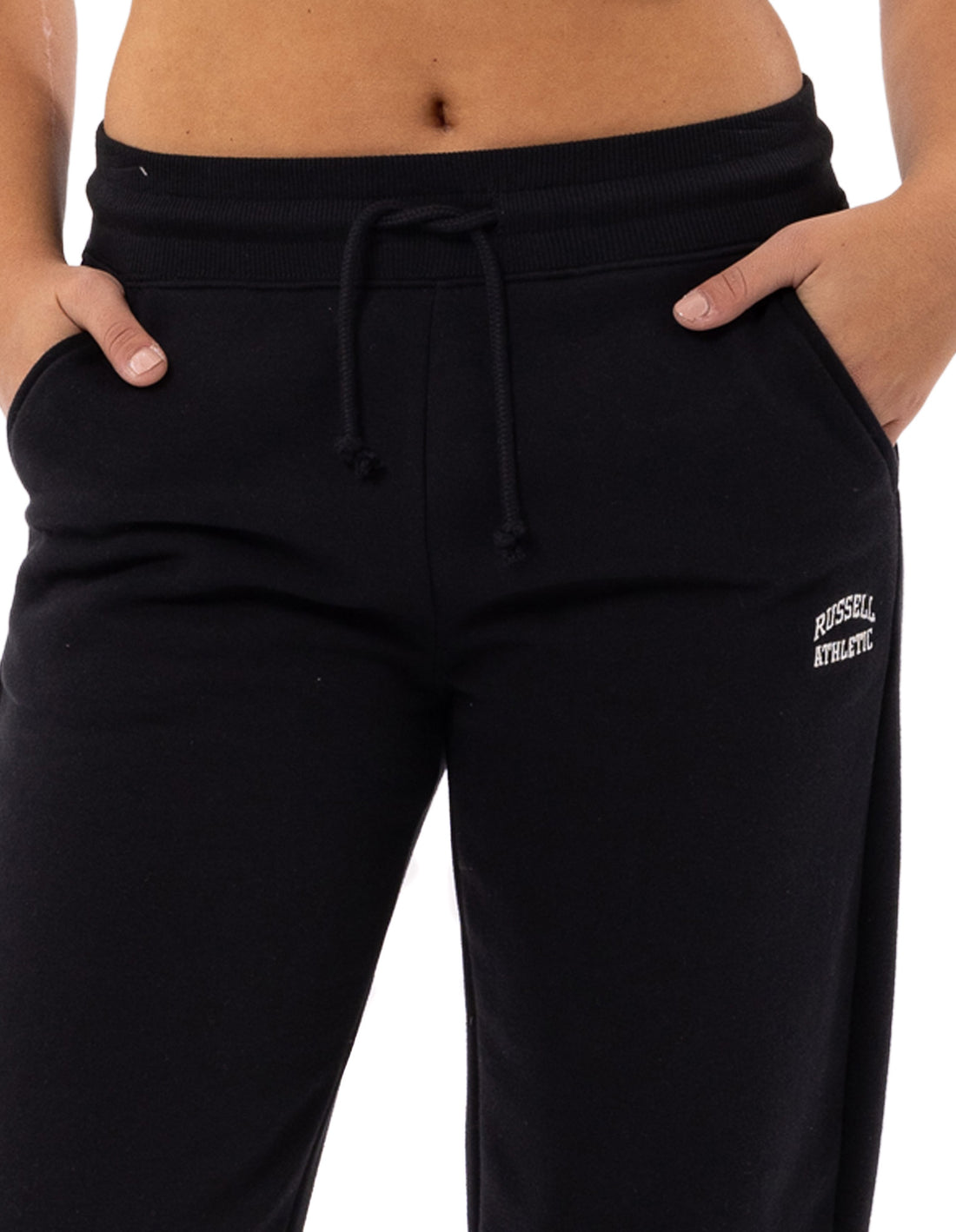 Black Russell Athletic Originals Small Arch Open Leg Women Track pants | 06MIEPFQO