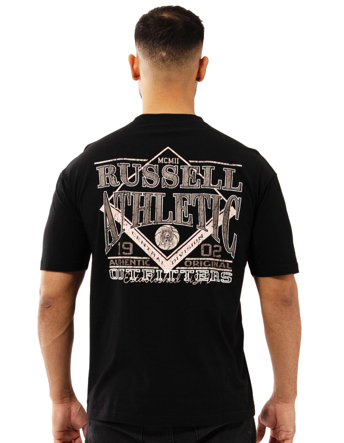 Black Russell Athletic Outfitters Pocket Men T Shirts | 93CUIWVFO