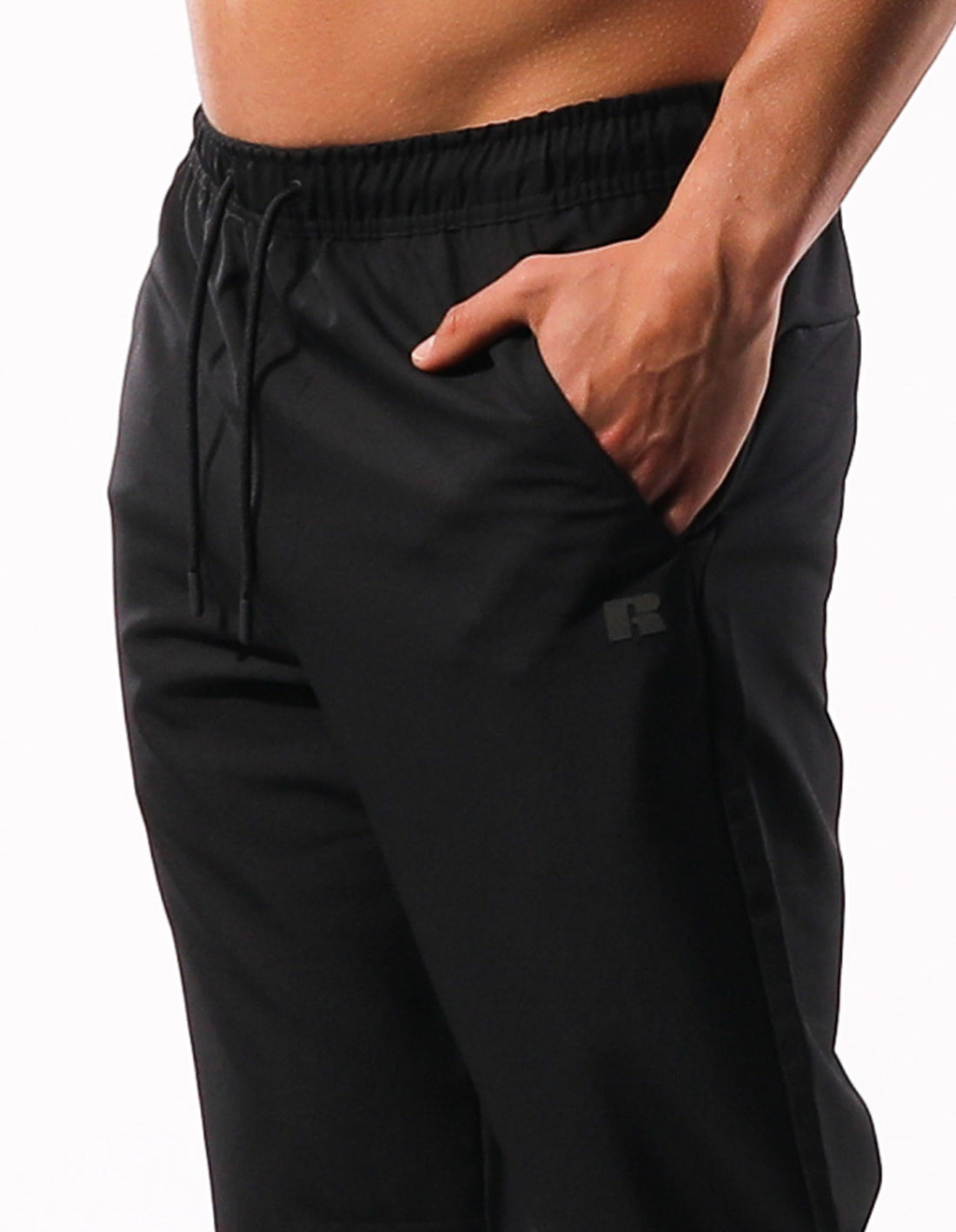 Black Russell Athletic R Logo Active Stretch Men Track pants | 91PKQCEIO