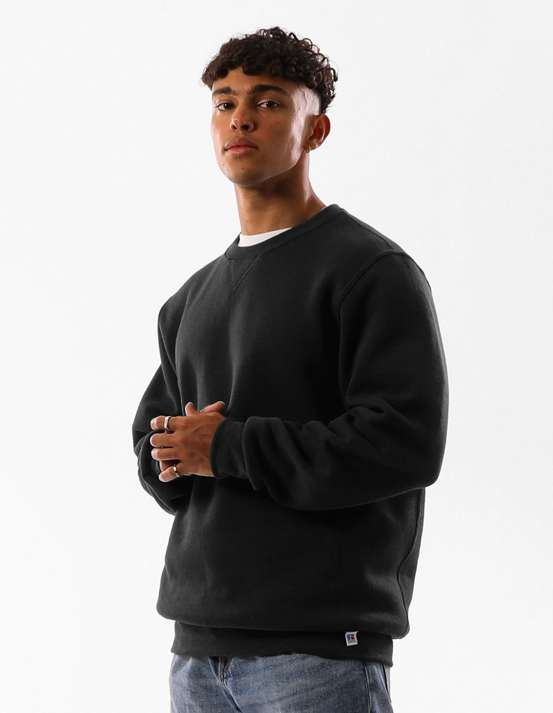 Black Russell Athletic Unisex Dri Men Crew Neck Sweaters | 60JXVWAKS