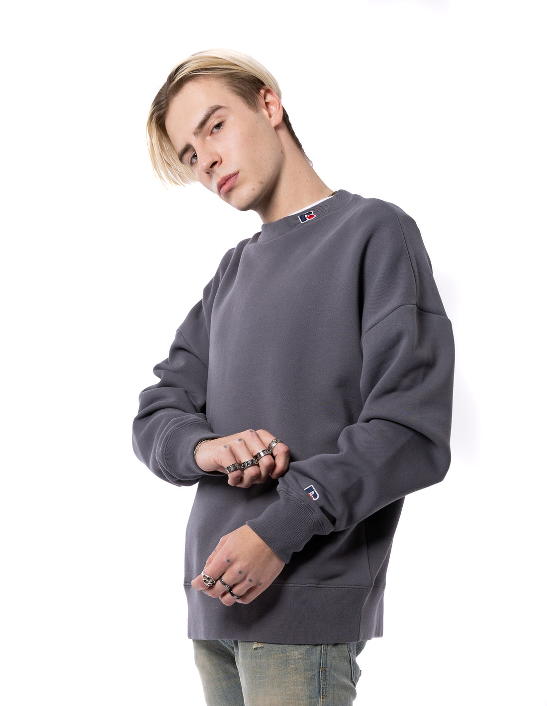 Black Russell Athletic Unisex High Neck Men Crew Neck Sweaters | 81TOVNRUH