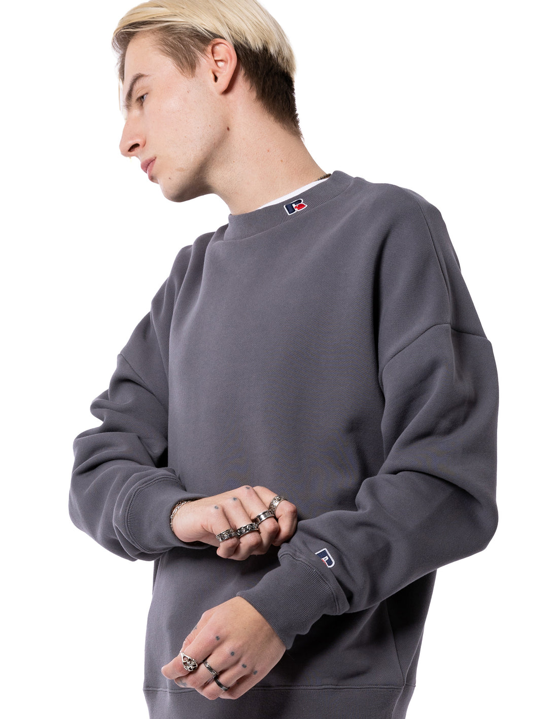 Black Russell Athletic Unisex High Neck Men Crew Neck Sweaters | 81TOVNRUH