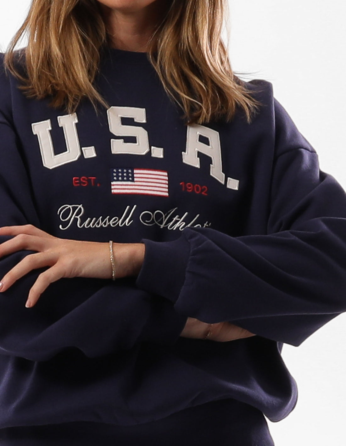 Blue Russell Athletic 1902 Oversized Women Crew Neck Sweaters | 60JUNVGKP