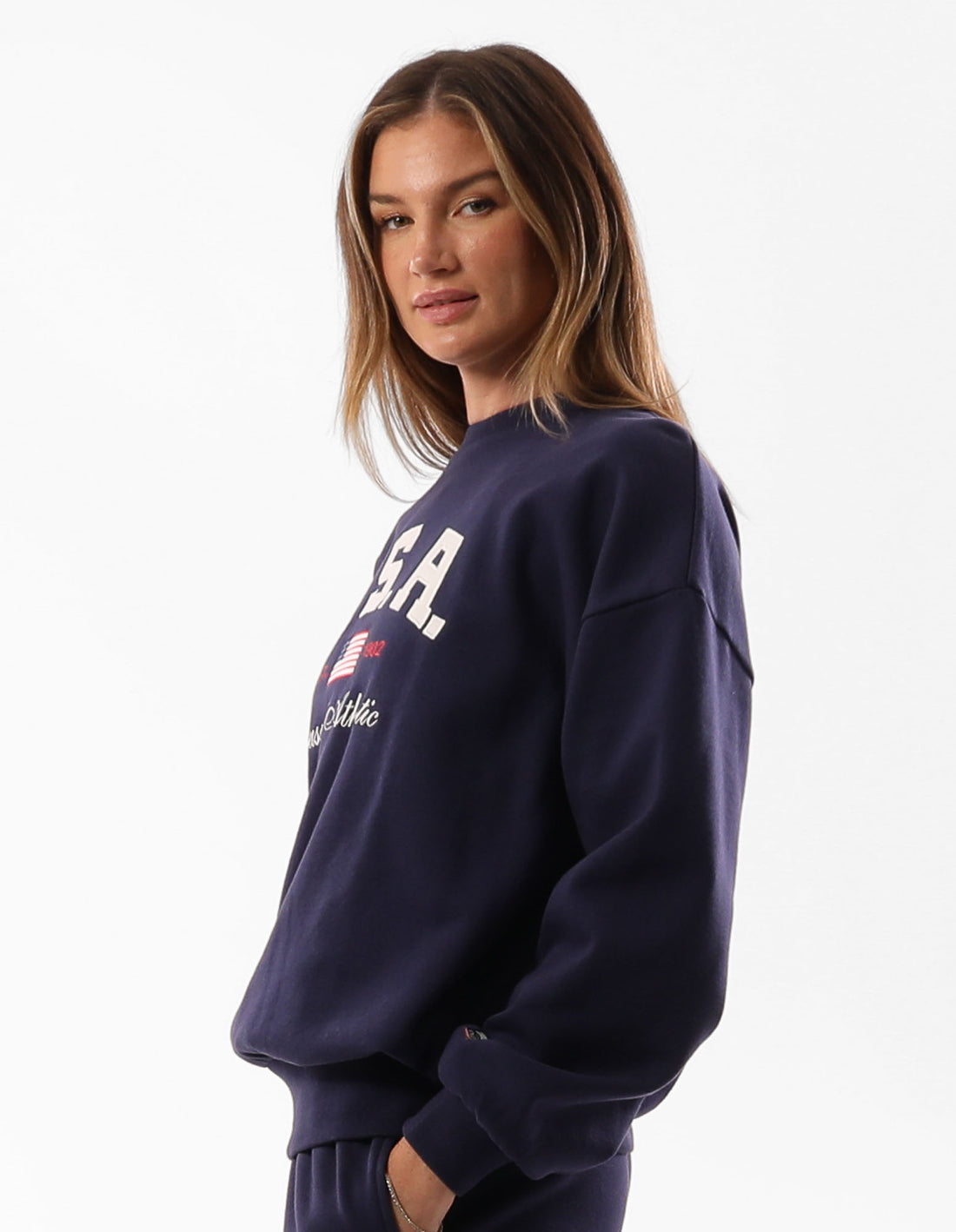 Blue Russell Athletic 1902 Oversized Women Crew Neck Sweaters | 60JUNVGKP