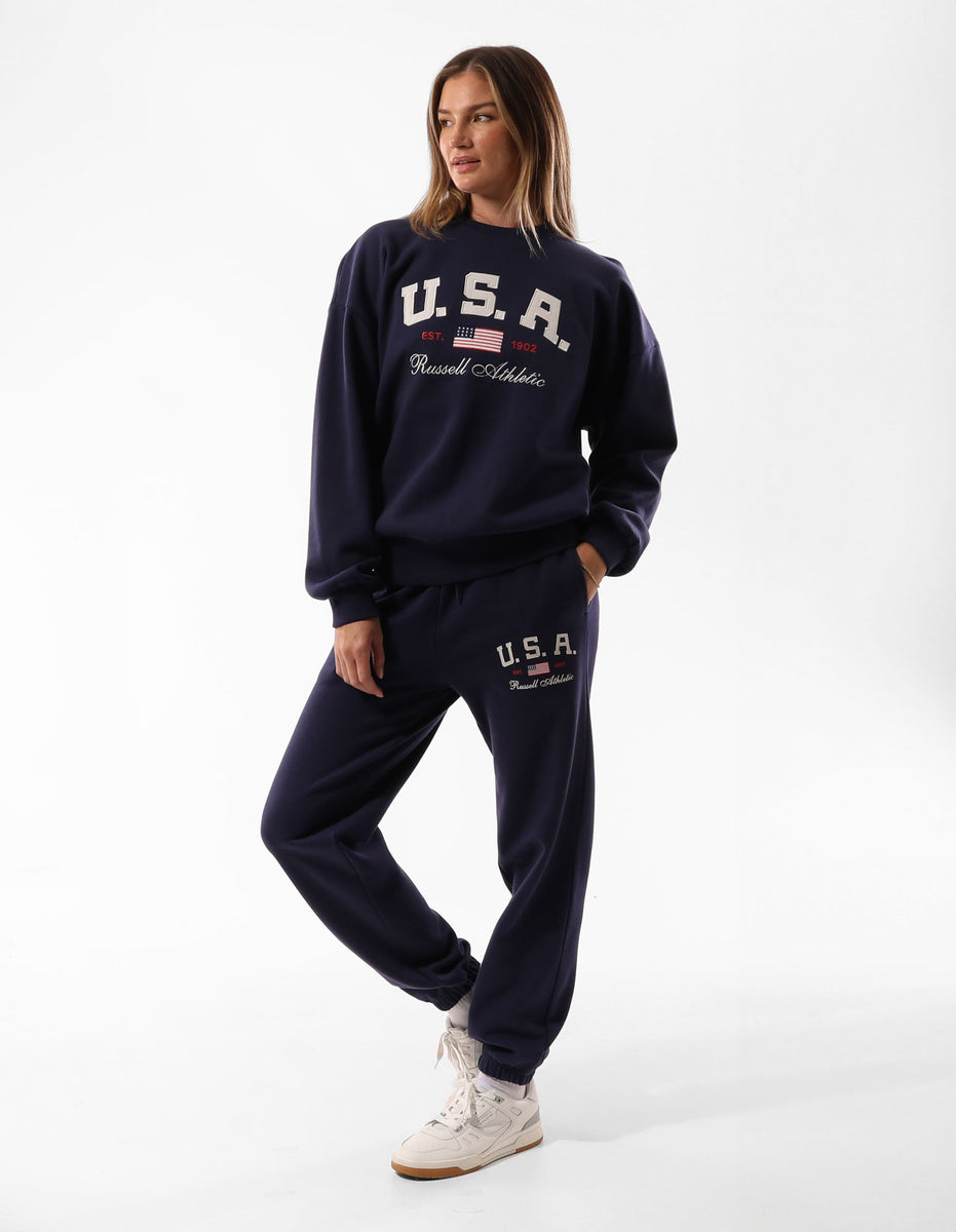 Blue Russell Athletic 1902 Oversized Women Crew Neck Sweaters | 60JUNVGKP