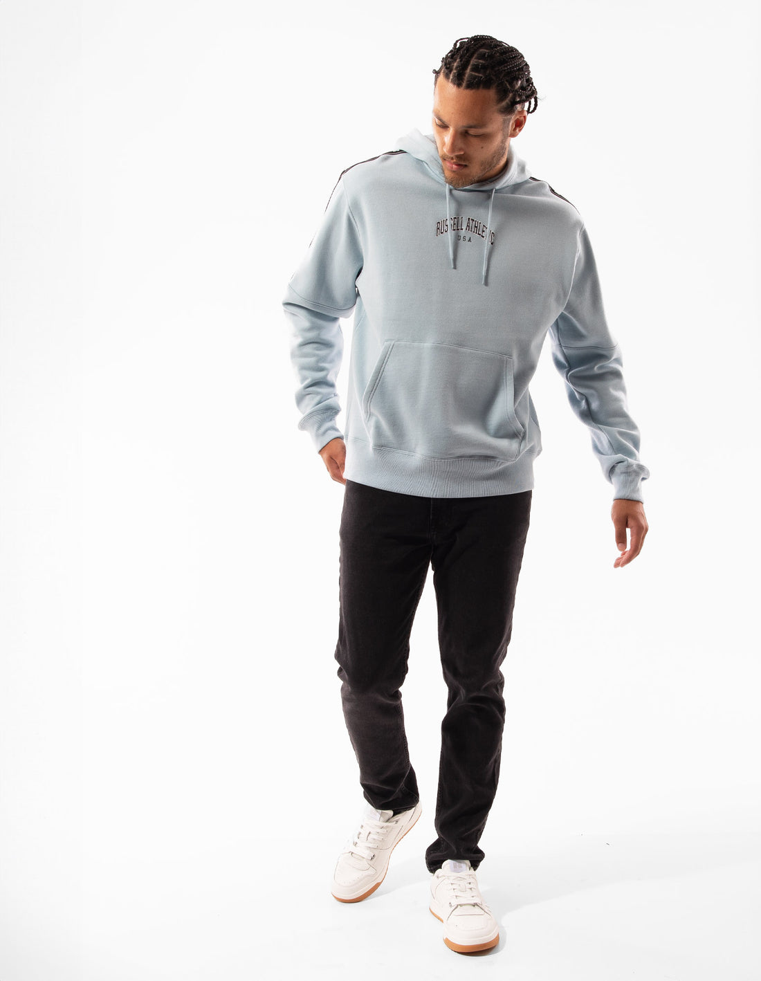 Blue Russell Athletic Batten Men Hoodie | 75WFNCQVY