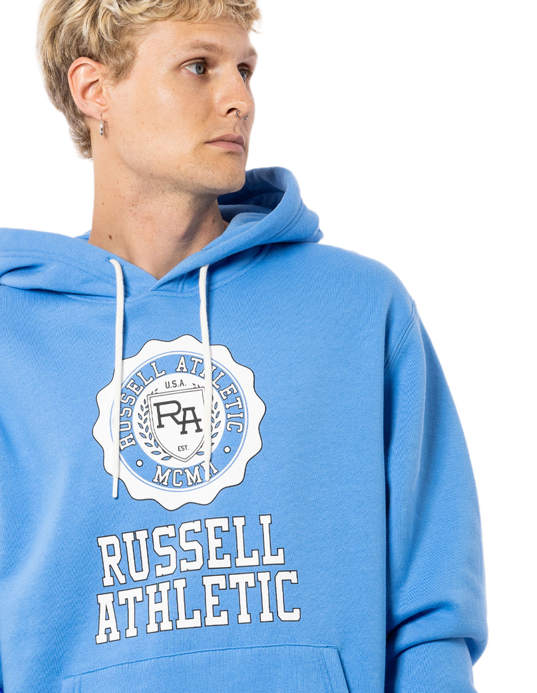 Blue Russell Athletic Collegiate Men Hoodie | 41WBCAMIN