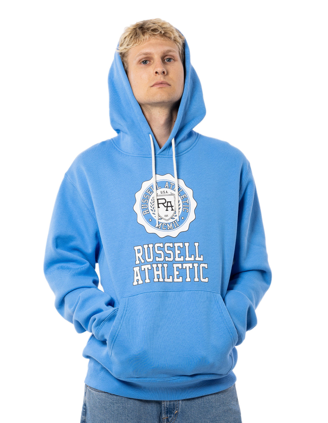 Blue Russell Athletic Collegiate Men Hoodie | 41WBCAMIN