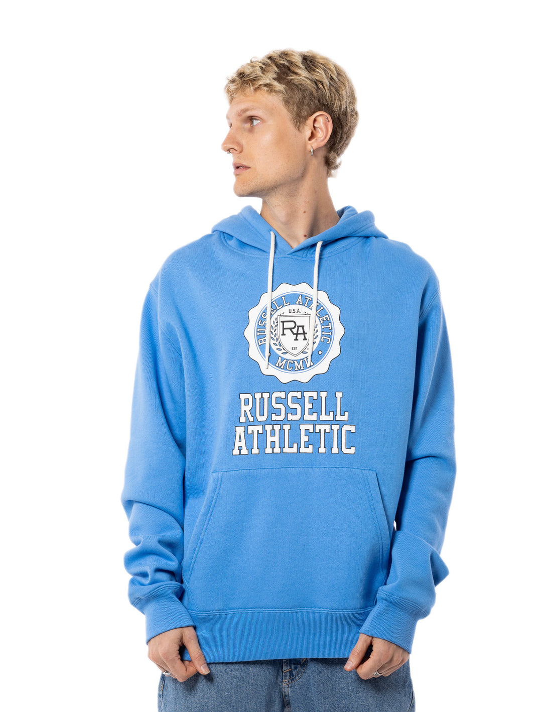 Blue Russell Athletic Collegiate Men Hoodie | 41WBCAMIN