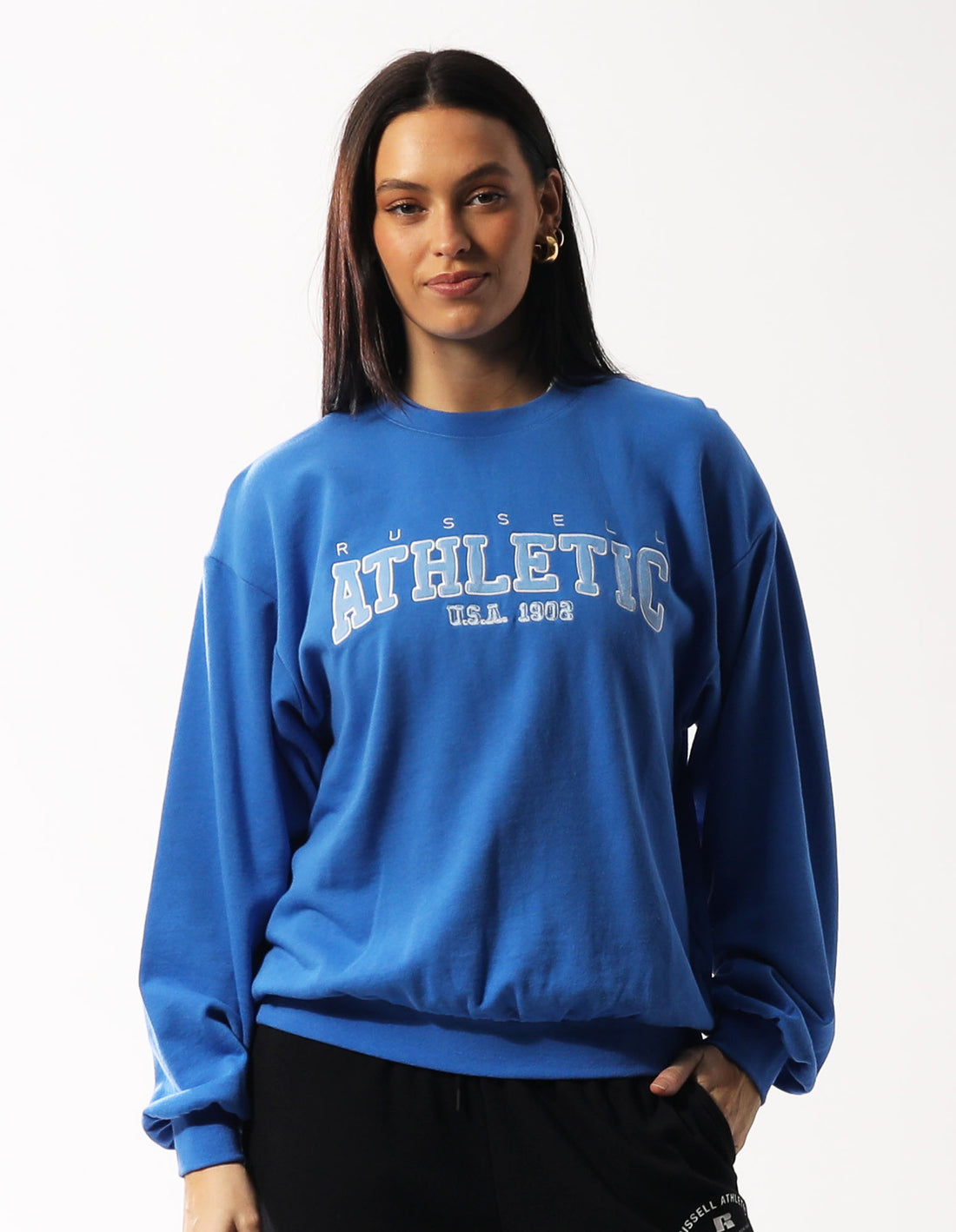 Blue Russell Athletic Halston Women Crew Neck Sweaters | 27SYMWRCX