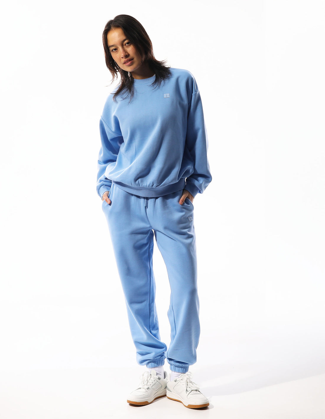 Blue Russell Athletic R Logo Women Crew Neck Sweaters | 48EFNPVDH