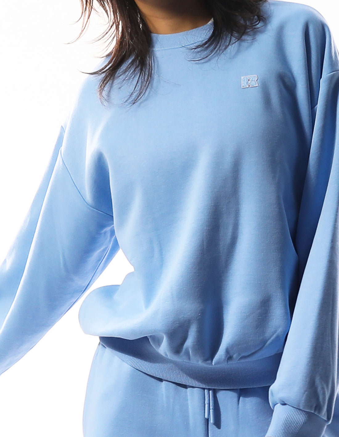 Blue Russell Athletic R Logo Women Crew Neck Sweaters | 48EFNPVDH