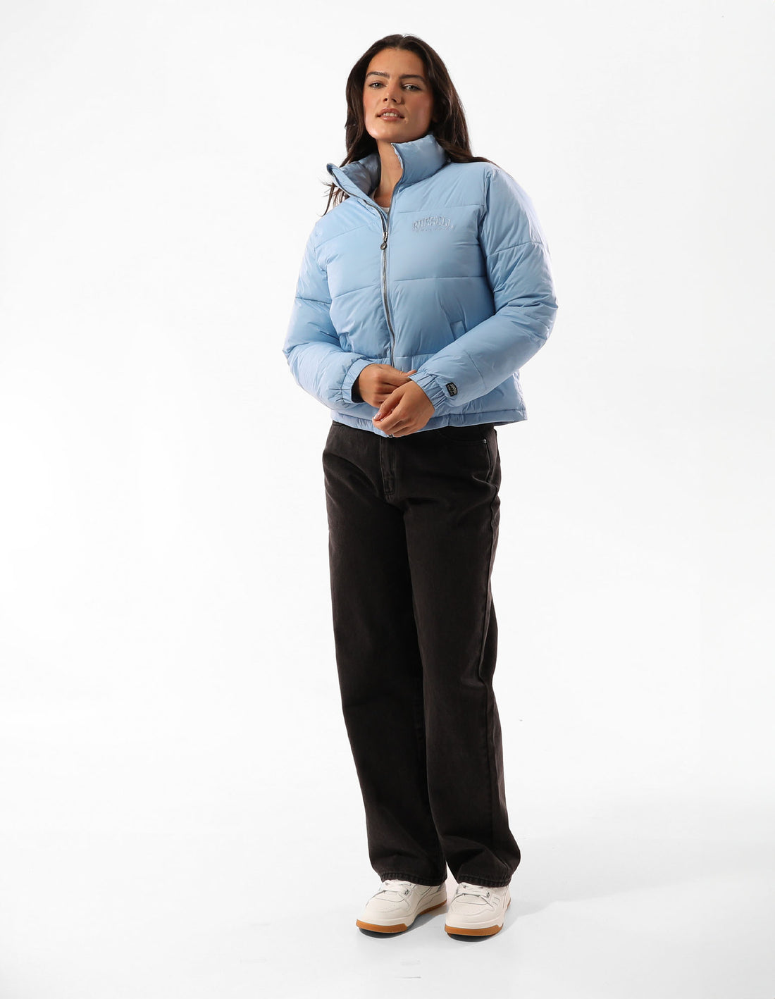 Blue Russell Athletic Seattle Sea Cropped Women Puffer Jacket | 53QFGJAWL