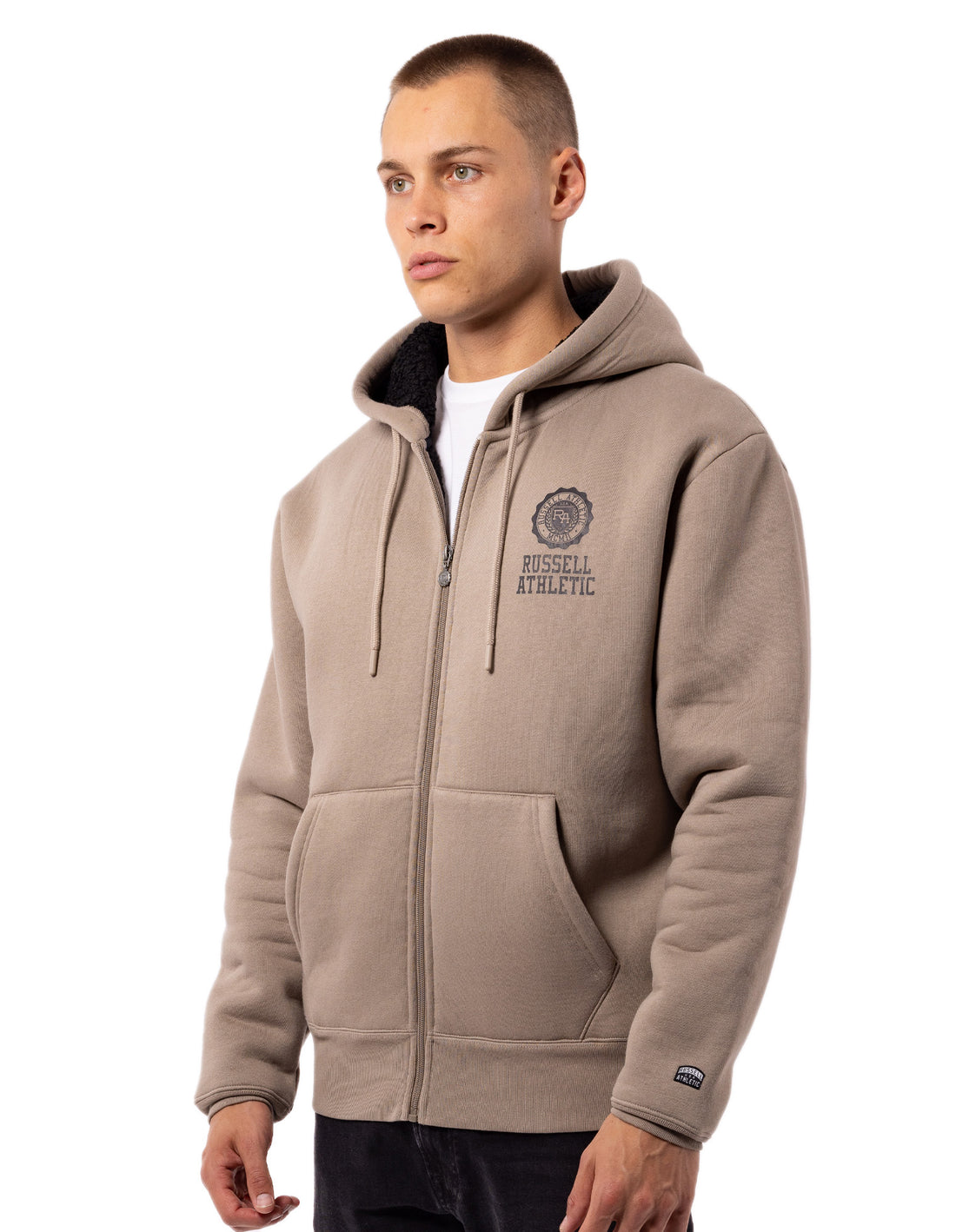 Brown Russell Athletic Collegiate Sherpa Men Jackets | 92RVNGKEA