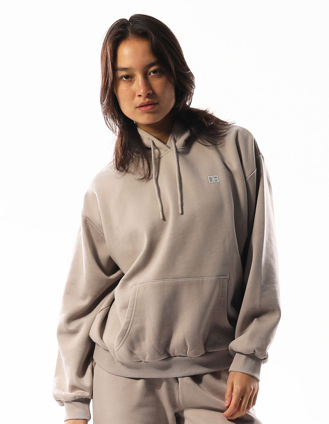 Brown Russell Athletic R Logo Women Hoodie | 18NELJIGP