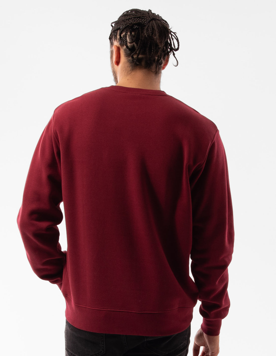 Burgundy Russell Athletic Pasadena Men Crew Neck Sweaters | 80MRVGDHF