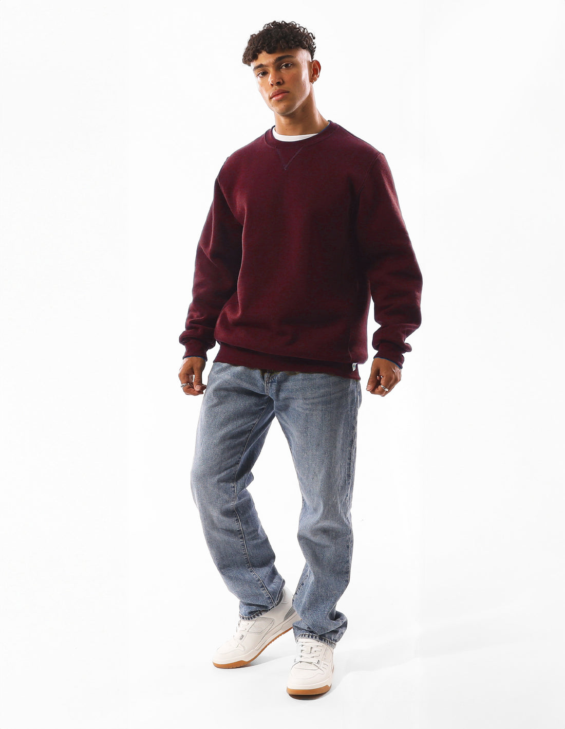 Burgundy Russell Athletic Unisex Dri Men Crew Neck Sweaters | 57AHZLSNX