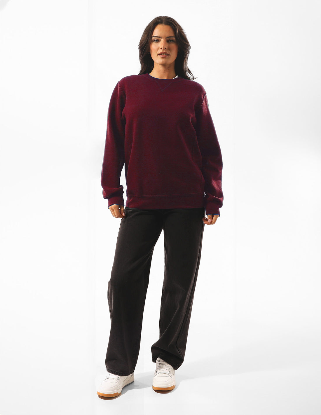 Burgundy Russell Athletic Unisex Dri Men Crew Neck Sweaters | 57AHZLSNX