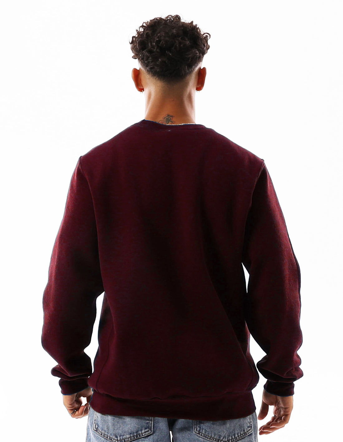 Burgundy Russell Athletic Unisex Dri Men Crew Neck Sweaters | 57AHZLSNX