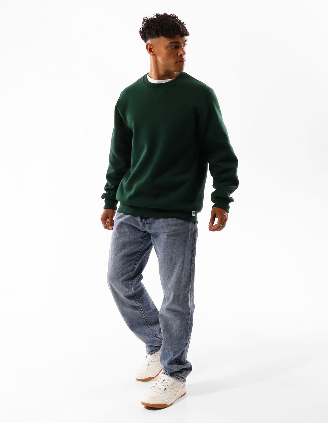 Dark Green Russell Athletic Unisex Dri Men Crew Neck Sweaters | 30SGKDJFO