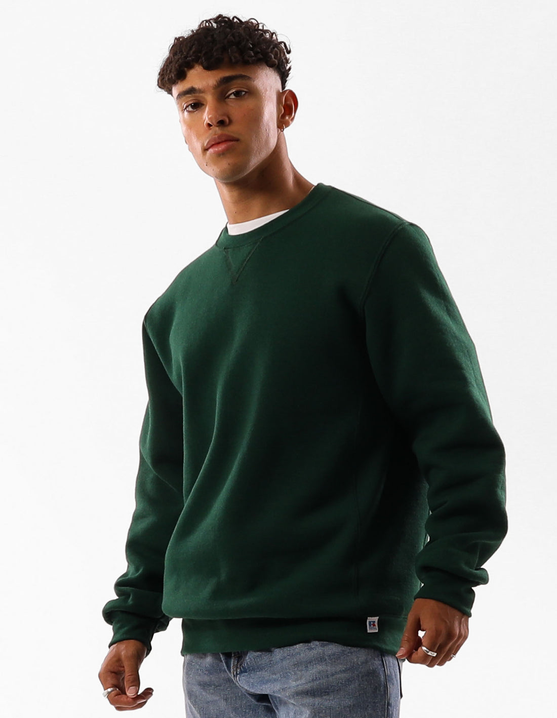 Dark Green Russell Athletic Unisex Dri Men Crew Neck Sweaters | 30SGKDJFO