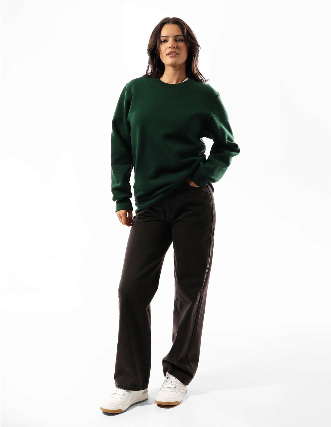 Dark Green Russell Athletic Unisex Dri Women Crew Neck Sweaters | 84FXWJOME