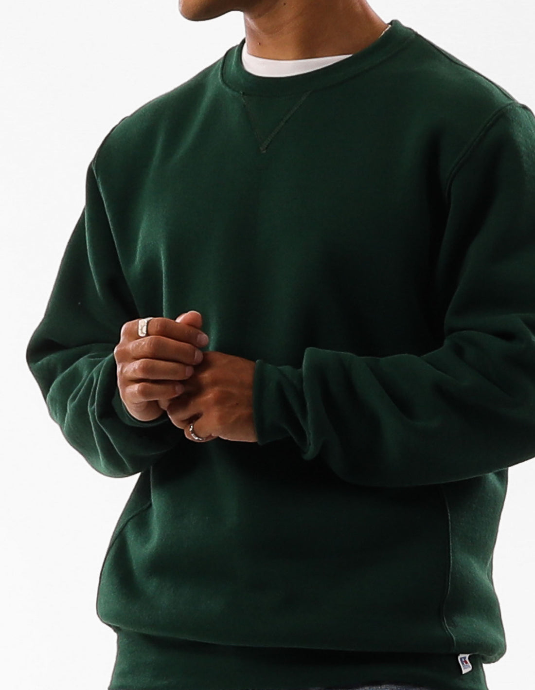 Dark Green Russell Athletic Unisex Dri Women Crew Neck Sweaters | 84FXWJOME