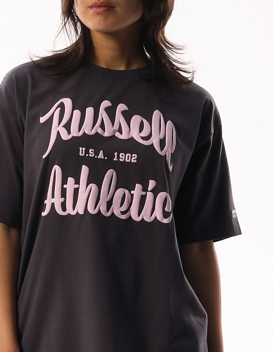 Dark Grey Russell Athletic Annie Oversized Women T Shirts | 36COGWQUF