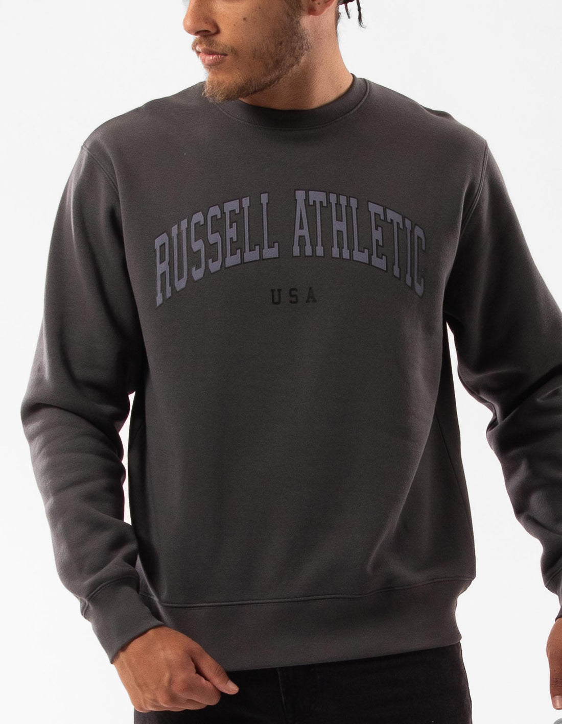 Dark Grey Russell Athletic Pasadena Men Crew Neck Sweaters | 17KNYGCJW