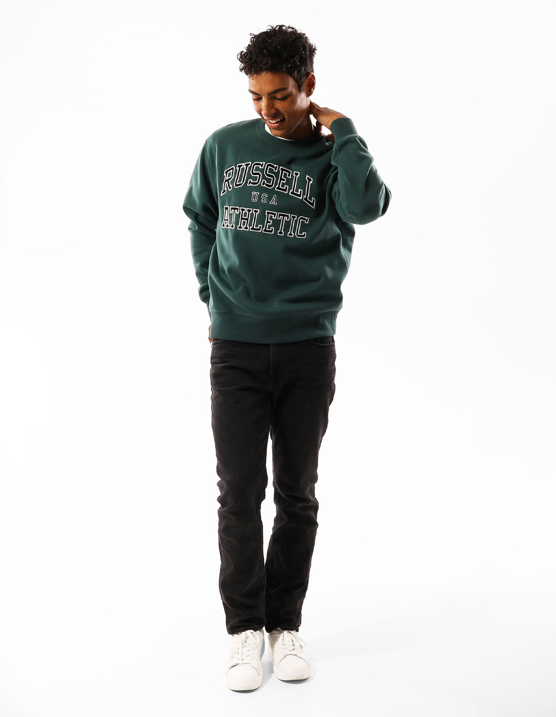 Green Russell Athletic Melrose Men Crew Neck Sweaters | 67YMKTBWN