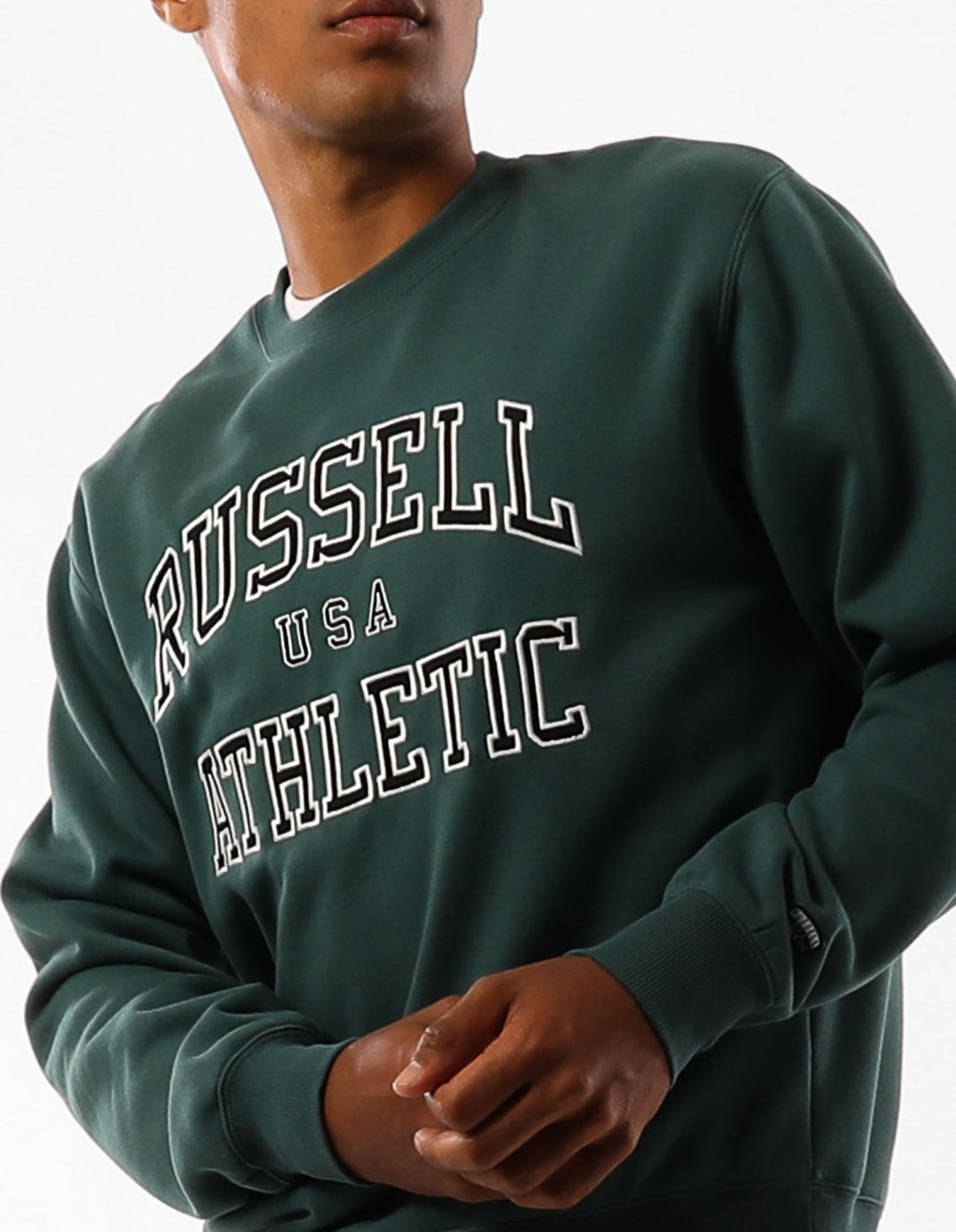 Green Russell Athletic Melrose Men Crew Neck Sweaters | 67YMKTBWN