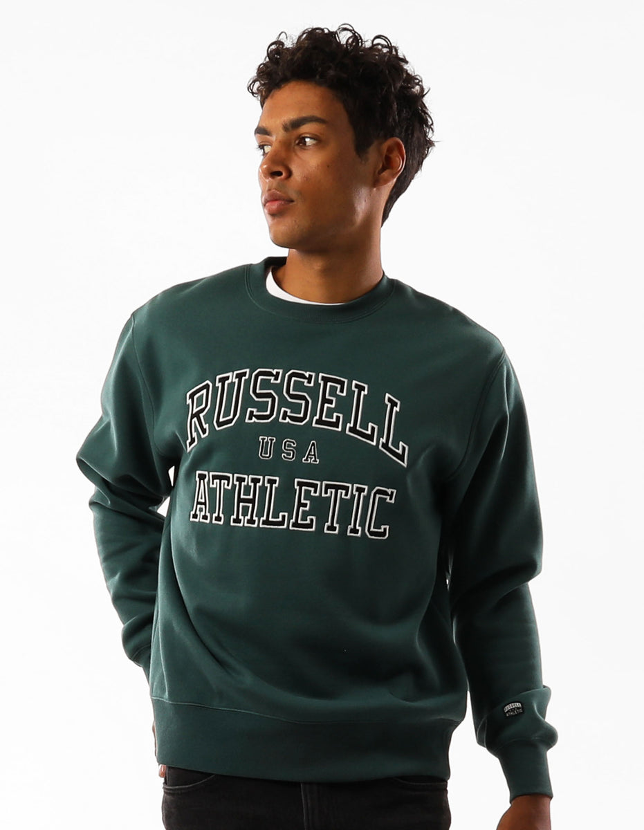 Green Russell Athletic Melrose Men Crew Neck Sweaters | 67YMKTBWN