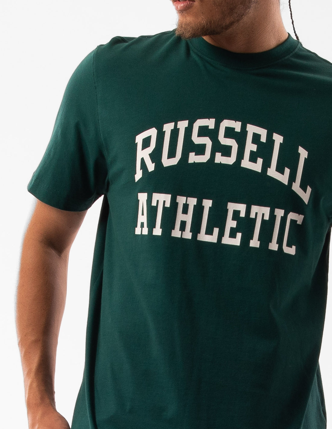 Green Russell Athletic Originals Arch Logo Men T Shirts | 10FPKRUAI