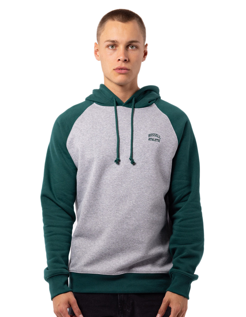 Green Russell Athletic Originals Small Arch Raglan Men Hoodie | 68UQBNXAC