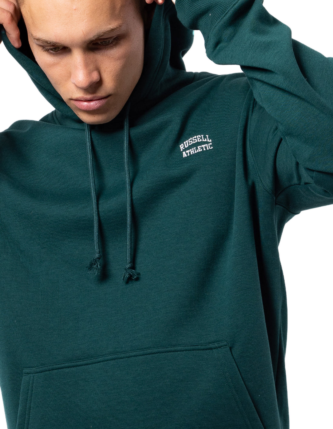 Green Russell Athletic Originals Small Arch Men Hoodie | 51ARUBLES