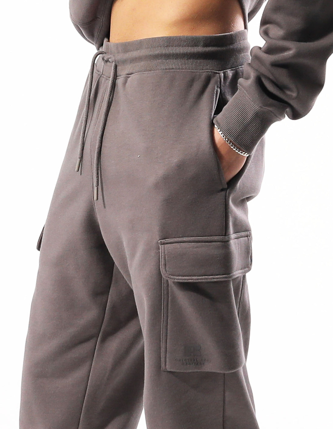 Grey Brown Russell Athletic Brooklyn Cargo Men Track pants | 30KJMPYLS