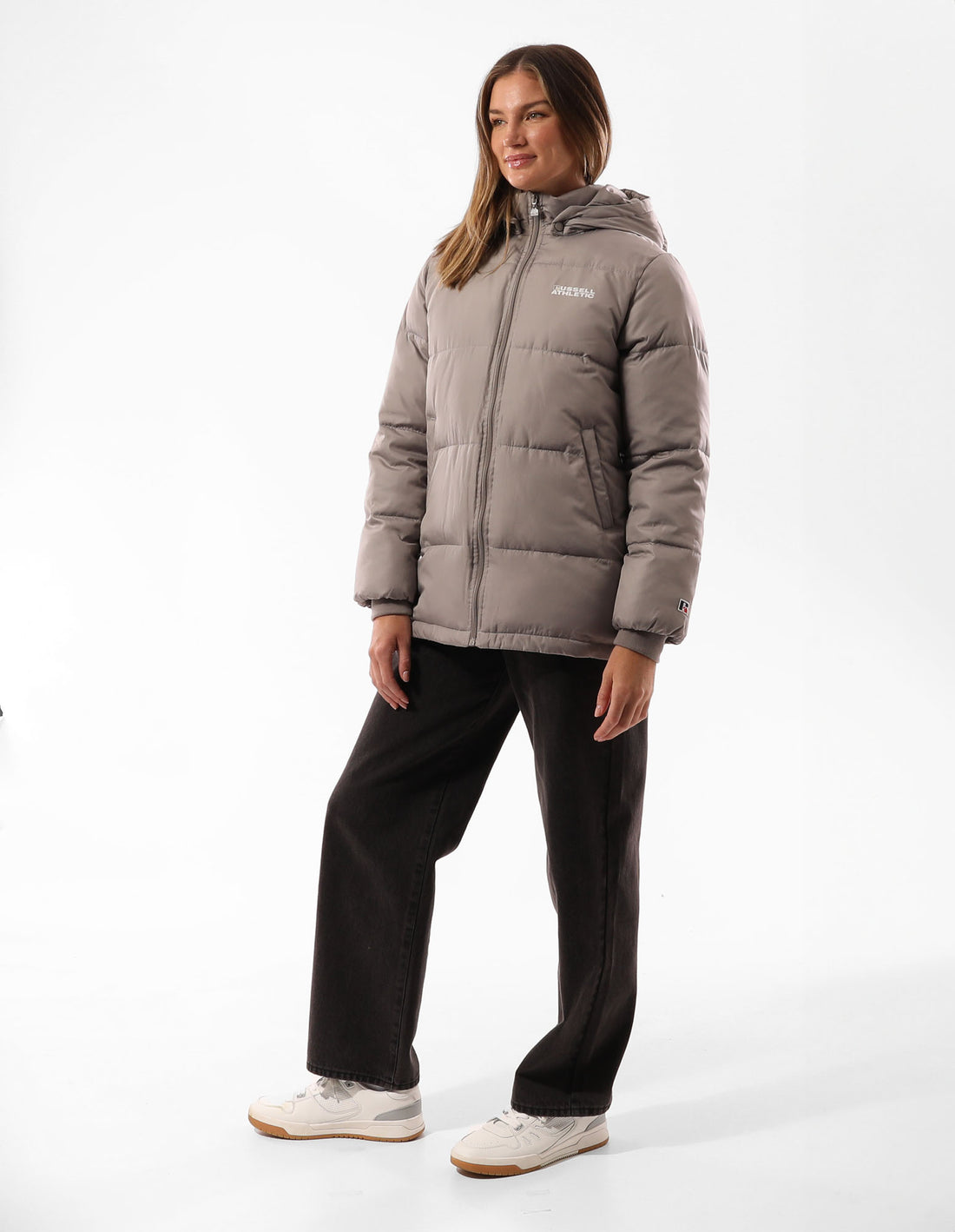 Grey Brown Russell Athletic Tribecca Women Puffer Jacket | 84BTUYLWK